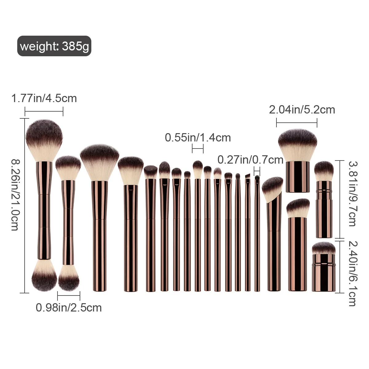 Make-up-Pinsel, Puder, Foundation, Concealer, Rouge, Bronzer, Lidschatten, Augenbrauen, Eyeliner, formender Pinsel