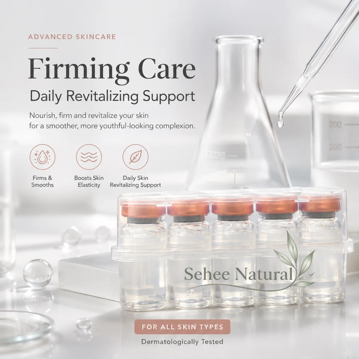 Peptides Hydrating Firming Ampoule Serum Deep Moisturizing Revitalizing Facial Essence Quick‑Absorb Brightening Skin Care