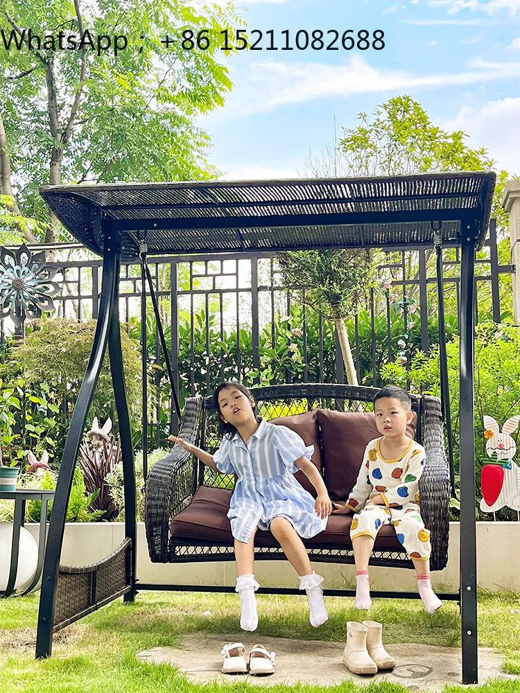 LLY Outdoor Swing Garden Rattan Cradle Chair Garden Outdoor Terrace Double Hanging Chair Swing Hammock Rocking Chair