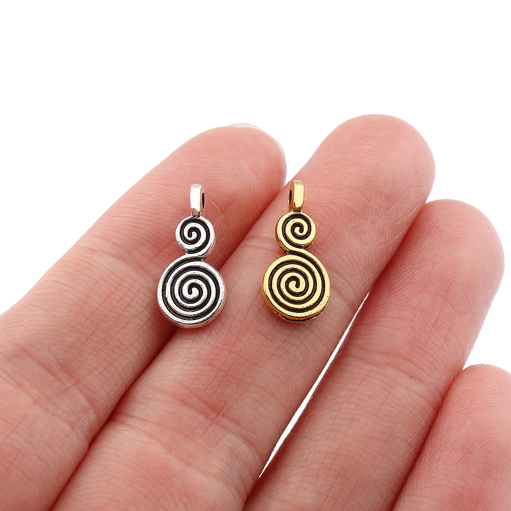 100PCS Silver Color Circular Swirl Vortex Gourd Charms Beads For DIY Bracelet Necklace Jewellery Making Finding Accessories
