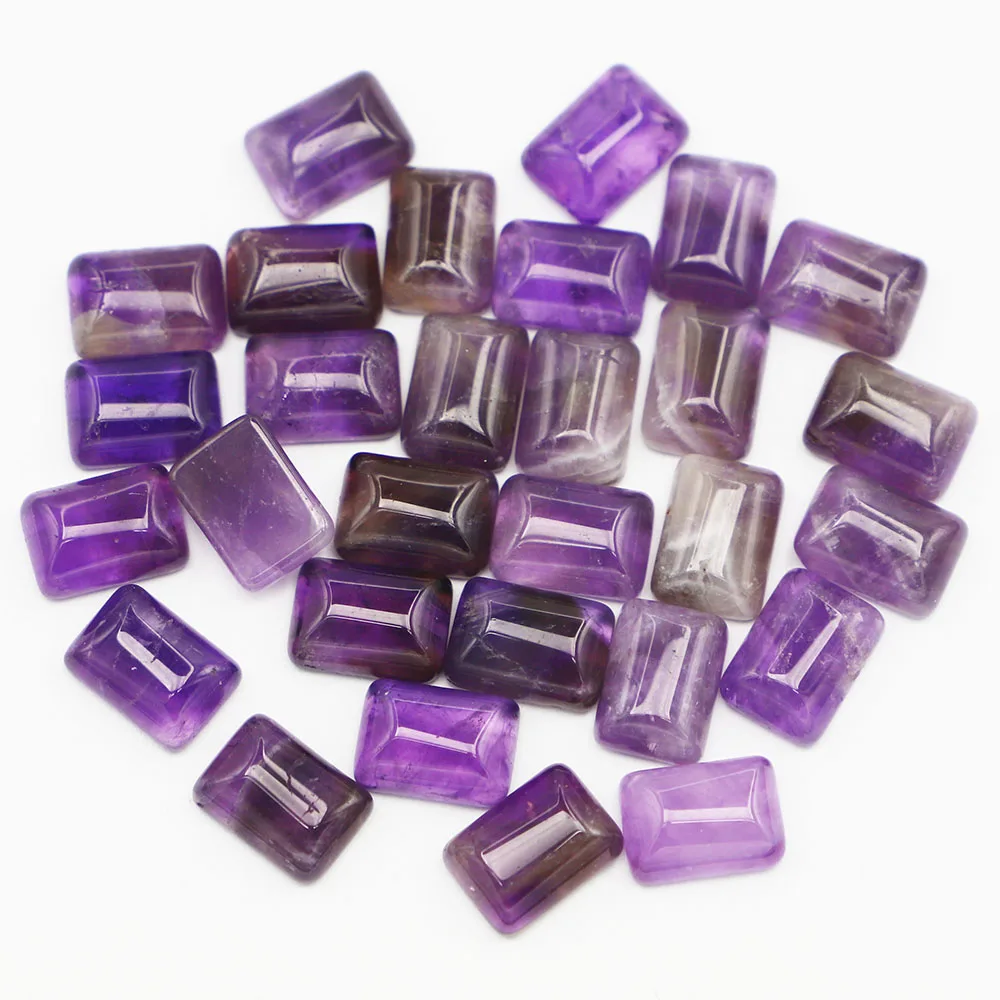 14x10mm Natural Stone Square Shape CAB Cabochon Beads Amethyst for Jewelry&Clothes Accessories Wholesale 50pcs Free Shipping