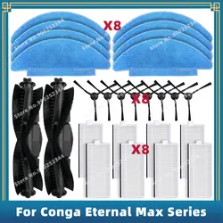 Compatible para Cecotec Conga Eternal Pet Max X-Treme, Ultimate, Titanium, Vital Piezas de Repuesto Accesorios Cepillo Lateral Principal Filtro Fregona Paño