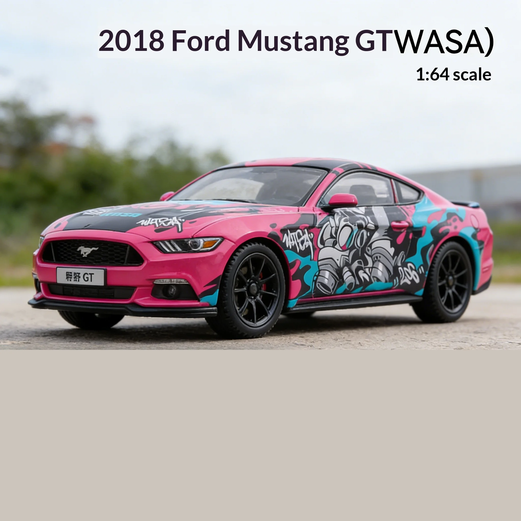 

1:64 модель автомобиля из сплава, наклейка WASA, Ford Mustang GT, литой под давлением автомобиль, коллекционный подарок