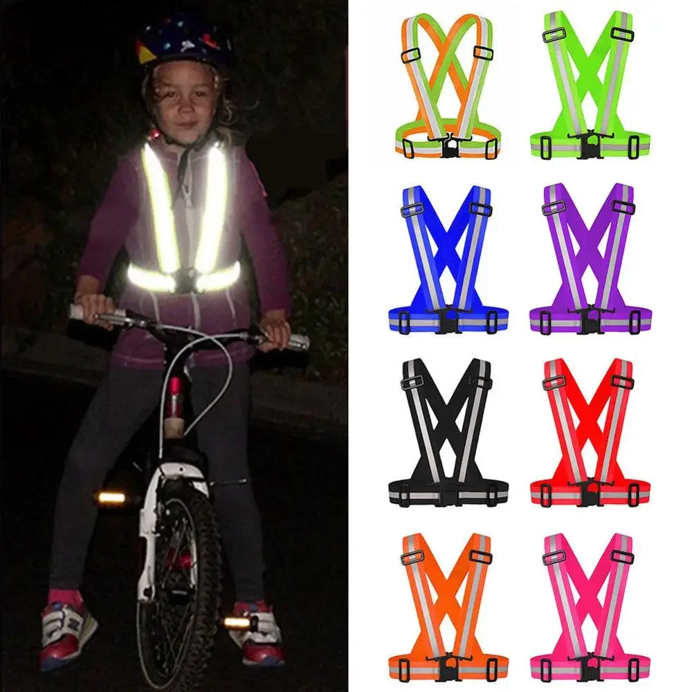 Optional Color Kids Reflective Vest Adjustable Safety Security Visibility Gear Stripes Jacket Children