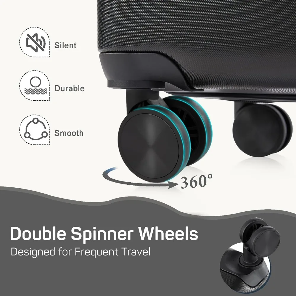 Conjuntos de bagagem de viagem 20-24-28 polegadas, preto, durável e elegante para todos os viagens