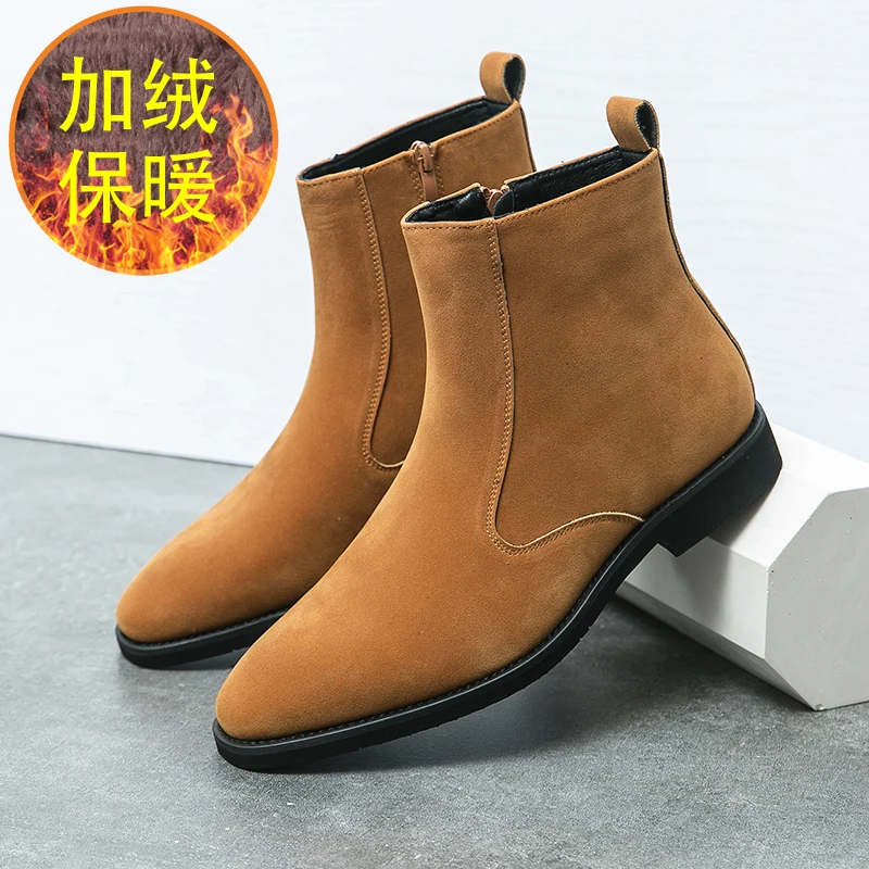 

Men High Top Boots Faux Suede for Warmth Comfort Classic Men Boots Sizes 38-46