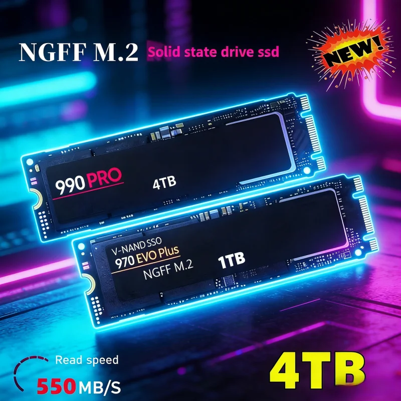 

4TB SSD NGFF M2 PCIe Gen 4 Internal Disk Drive with Heat Sink for PS DIY Computer Gaming.