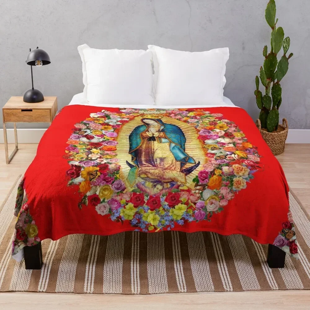 Our Lady of Guadalupe Mexican Virgin Mary Saint Mexico Catholic Mask Throw Blanket Furrys For Sofa Thin Large Polar Blankets