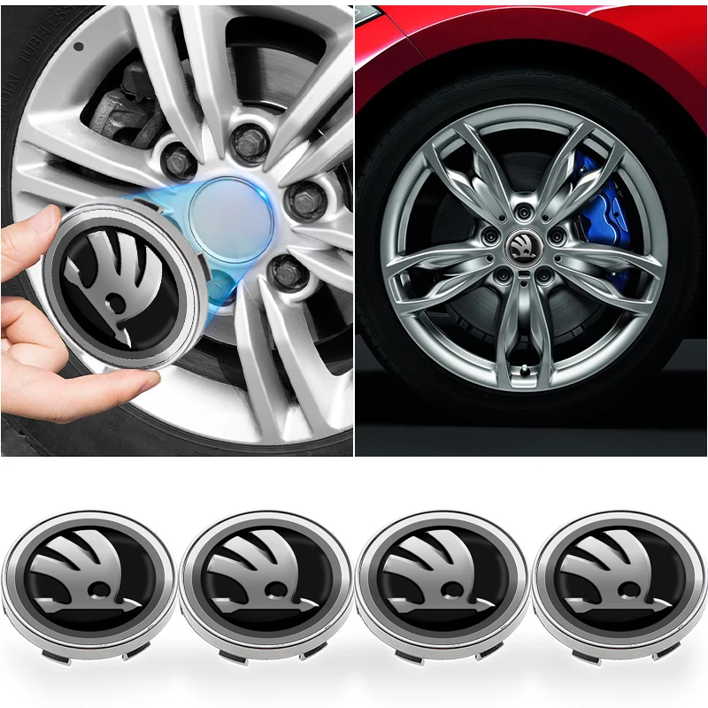 4pcs 60mm Car Wheel Center Hub Cap Rim Cover Emblem Sticker For Skoda Octavia Fabia Kamiq Kapoq Kodiaq Rapid SCALA Superb