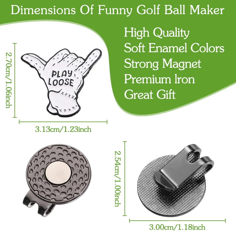 Creative Play Loose Golf Ball Marker with Hat Clip Golf Supplies Baseball Cap Magnetic Clips Accessories Jewelry Gift for Golfer