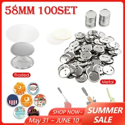 100Set 58mm Metal/Frosted/Laser Base Badge Materials Set Round Badge Button Pins Art Making DIY Making Supplies for Button Maker