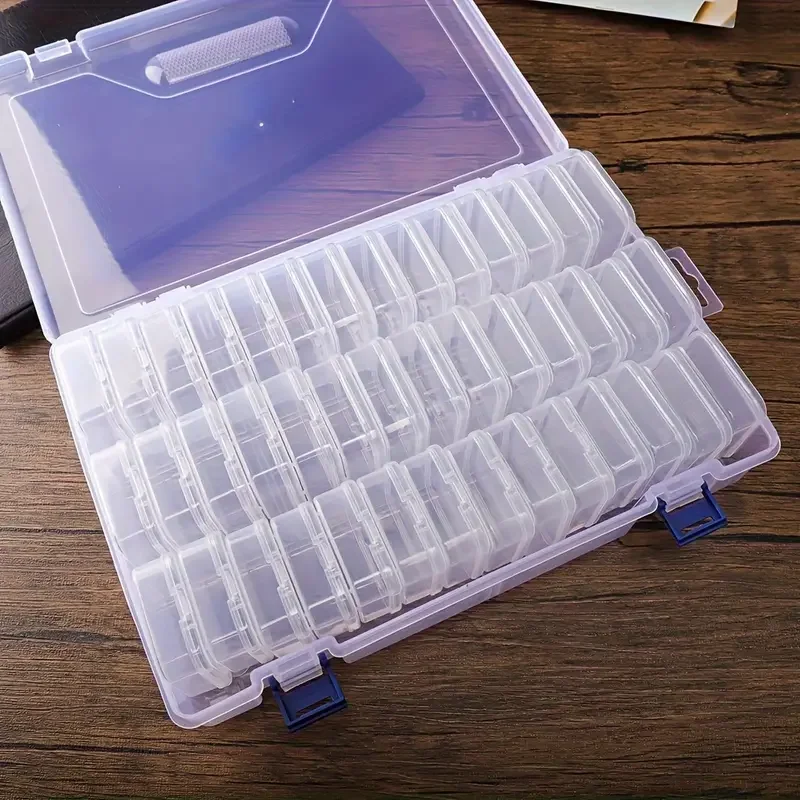 42-piece plastic transparent storage box set - individual snap-on lid containers, convenient handicraft organization box