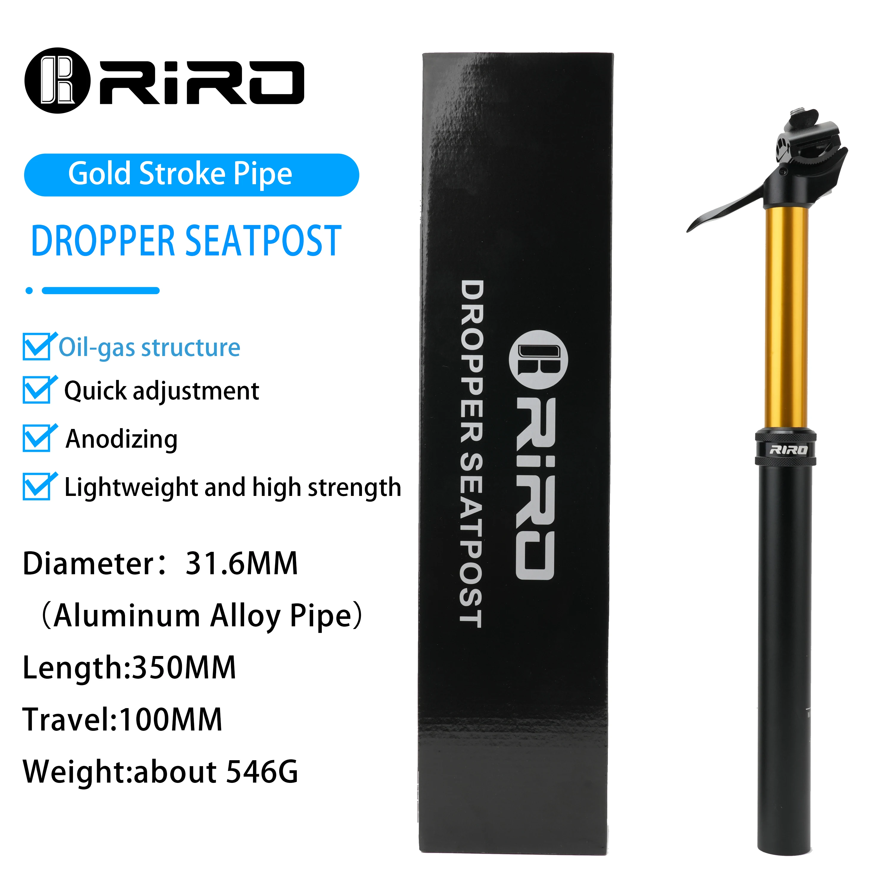 RIRO Fiets Dropper Zadelpen 27.2/30.9/31.6mm 100/125mm Reizen Hydraulische Handmatig In hoogte verstelbare MTB Racefiets Zadelbuis
