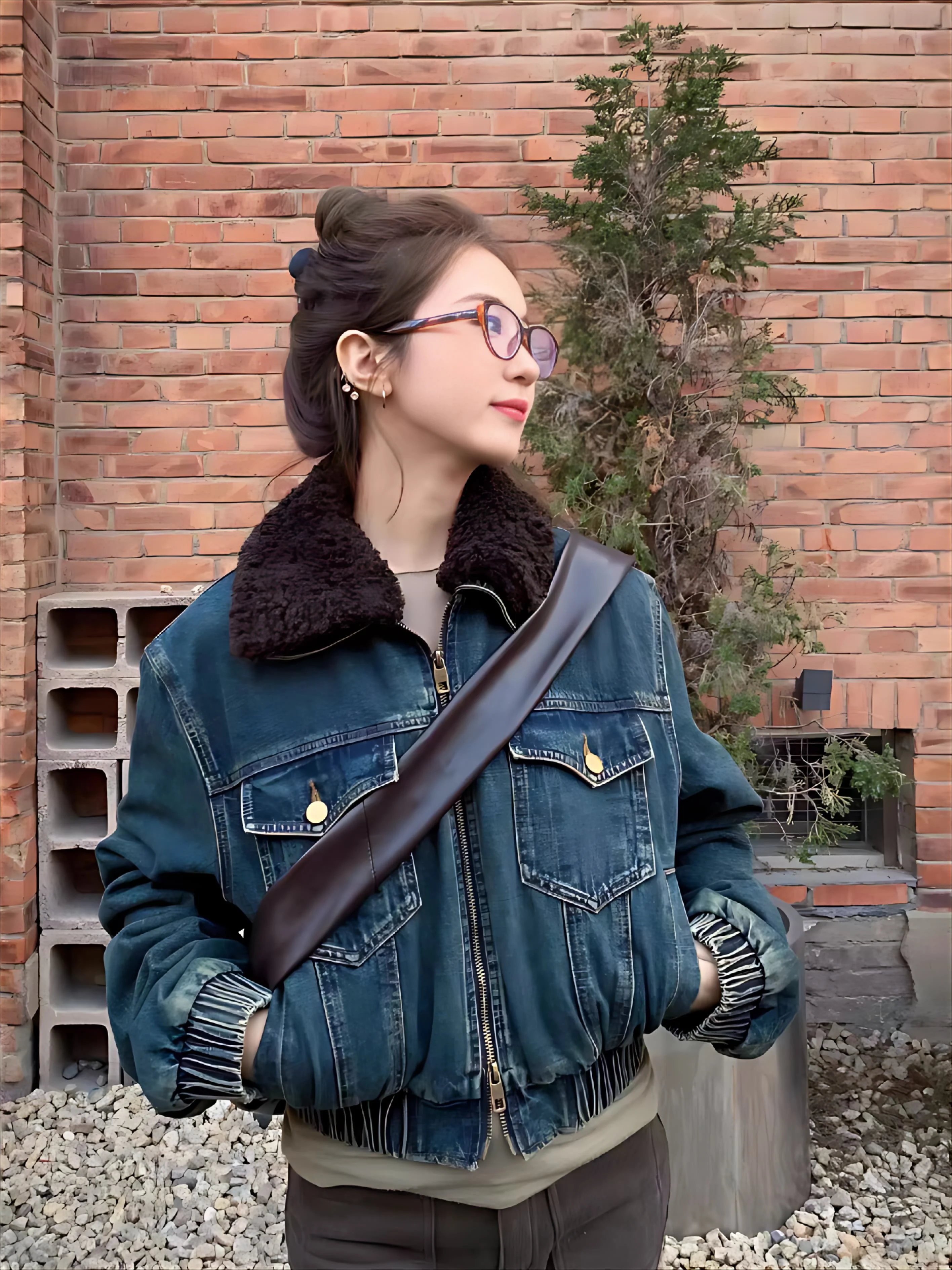 Casacos jeans para mulher longa pele de pelúcia das mulheres outono solto-ajuste doce menina academia sala de aula respirável casacos jaquetas ajustáveis