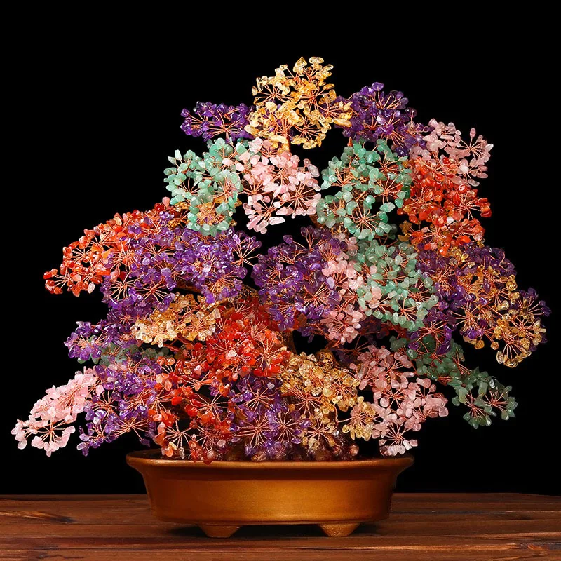 

Crystal Wealth Tree with Resin Base, Feng Shui Home Furnishings, Living Room Decorations, and housewarming Gifts