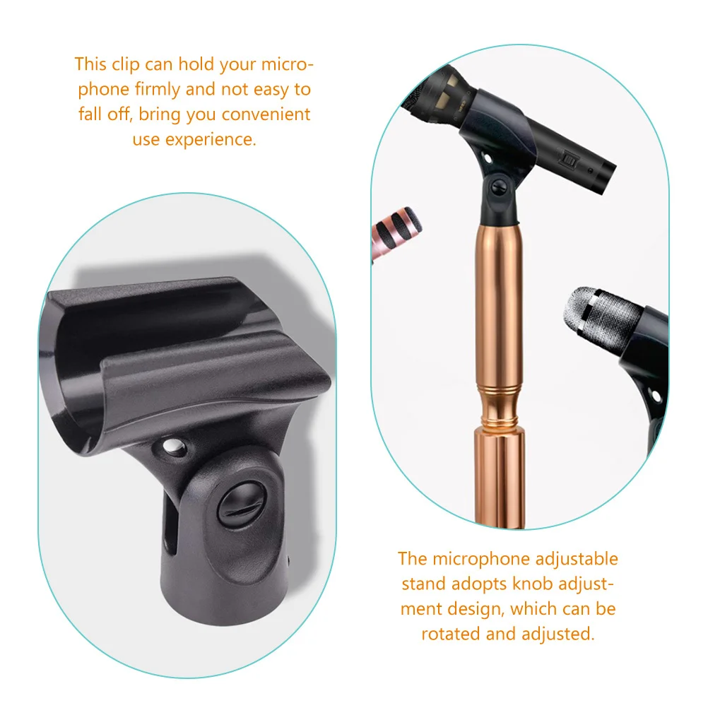 

2Pcs Universal Microphone Clips for Handheld Mics Robust Mic Holder with Smooth Rotation Knob for Stable Mounting in Live