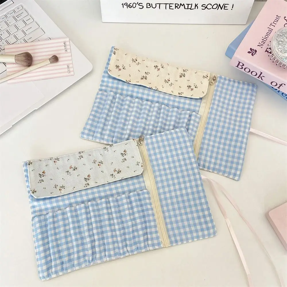 Convenient Makeup Brush Bag Large Capacity Pink Cosmetic Storage Bag Floral Pattern Eyebrow Pencil Box Makeup Brush Organizer