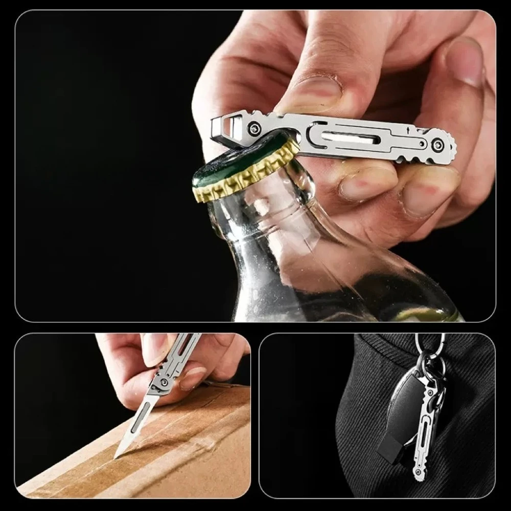 Stainless Steel Hollow Folding Art Knife for Portable Unboxing Replaceable Blade for Cutting Fruits and Opening Beer Bottles