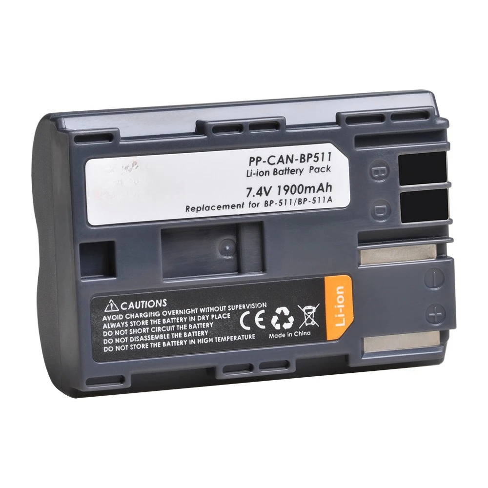 

Аккумулятор BP-511/BP-511A емкостью 1900 мАч, подходит для аккумулятора камеры Canon EOS 40D 300D 5D 20D 30D 50D