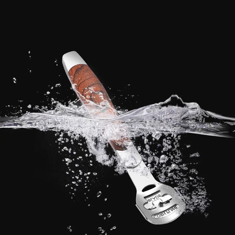 ماكينة حلاقة مسامير القدم كعب مزيل الجلد الصلب أقدام اليد باديكير الحلاقة أداة الحلاقة مقبض من الفولاذ المقاوم للصدأ 10 شفرات أدوات العناية بالقدم