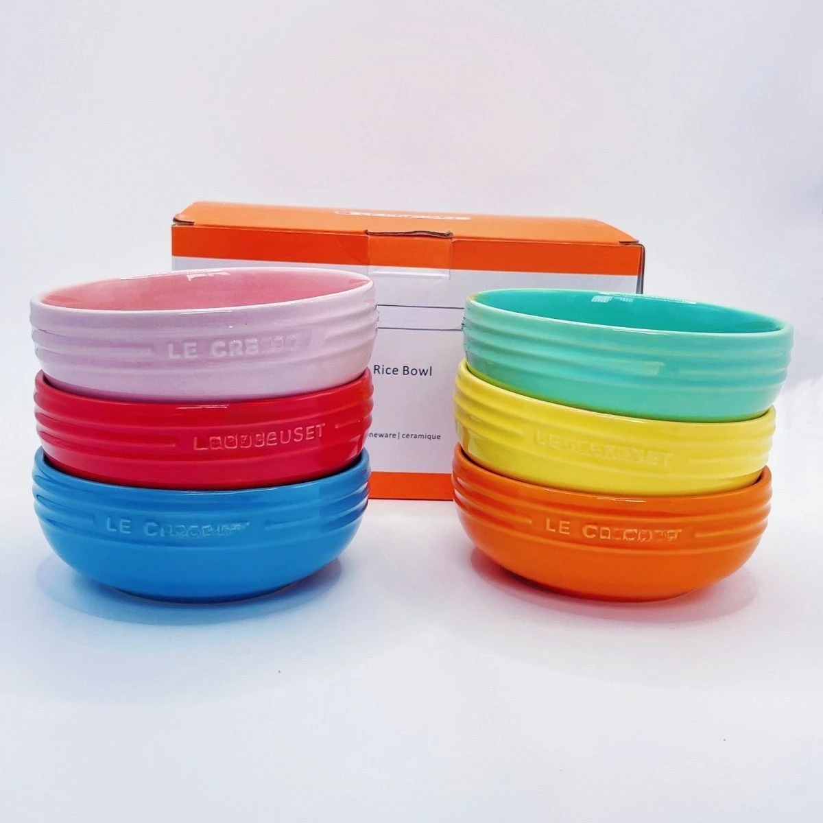 French Rainbow Tableware Noodles Soup Bowl 13 × 5cm Light Rainbow Color Stoneware Rice Ceramic Soup Bowl Tableware