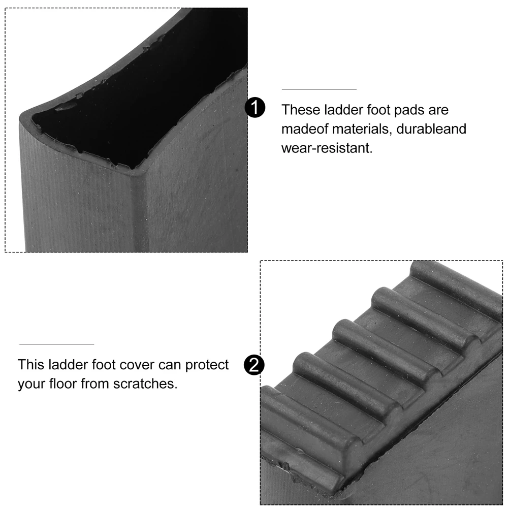 

2Pcs Non-slip Rubber Ladder Feet Pads for Step Ladders Protective Covers Thick Durable Floor Mat Slope Caps Anti-slip
