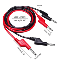B-T P1036 5PCS 4mm Copper Banana Plug to Banana Plug Multimeter Test Leads Soft PVC Cable 1M Wire 1000V 15A