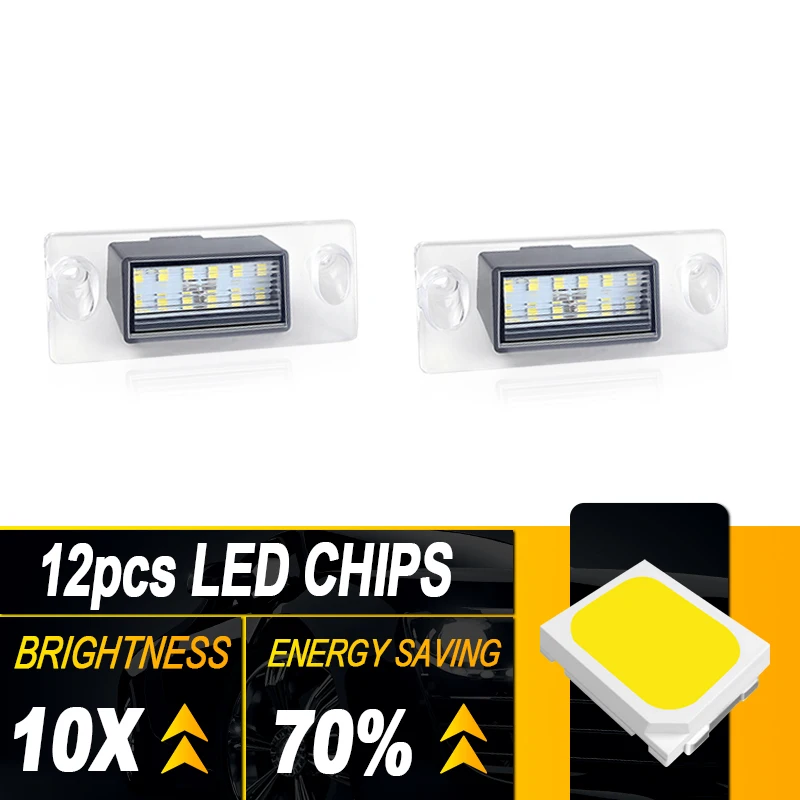 2Pcs 12V LED Number License Plate Light Lamps White 6000K Lamp For Audi A3 8L S3 Sportback A4 S4 A5 S5 B5 OEM# 8D0943021C