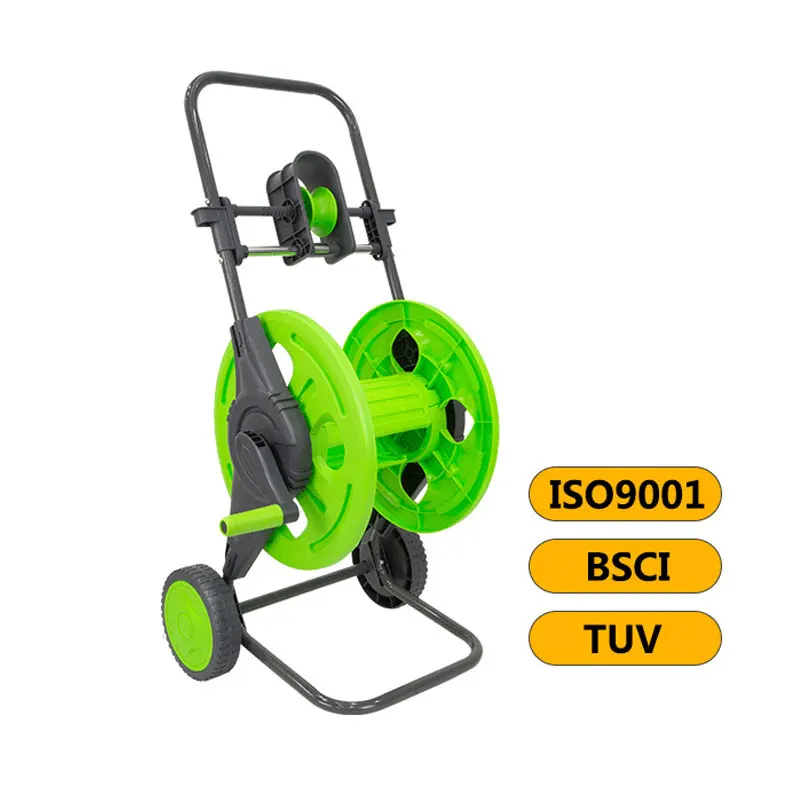 Hand Pushed with Conduit Rack and Wheel Garden Watering, Car Washing, Household Water Pipe Truck, Water Pipe Storage