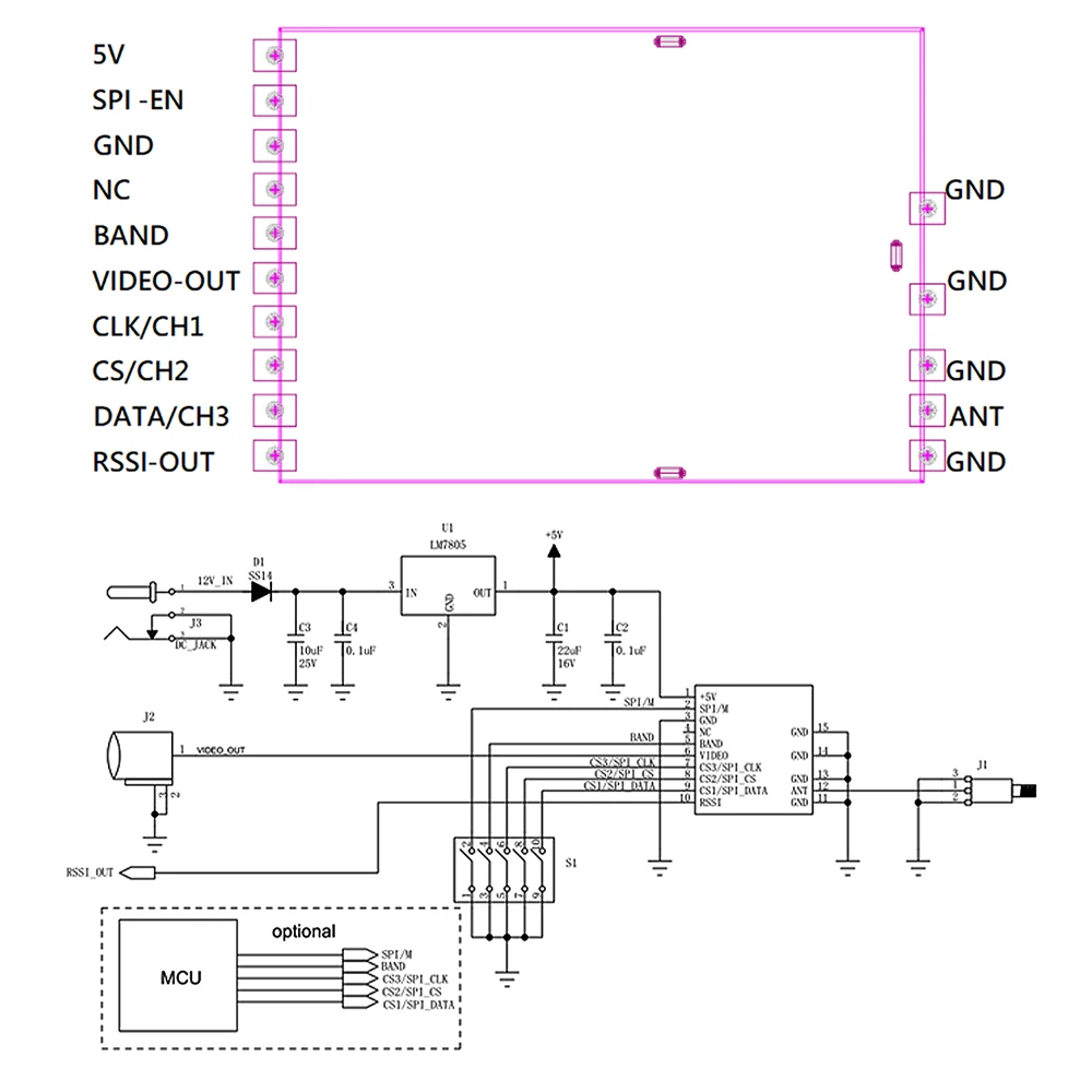 RX7500 6-7,5GHz Analoges Videoübertragungs-RF-Empfängermodul Drahtloses FPV Hohe Empfindlichkeit Klares Signal Breitband-Empfang SPI – Detail 16