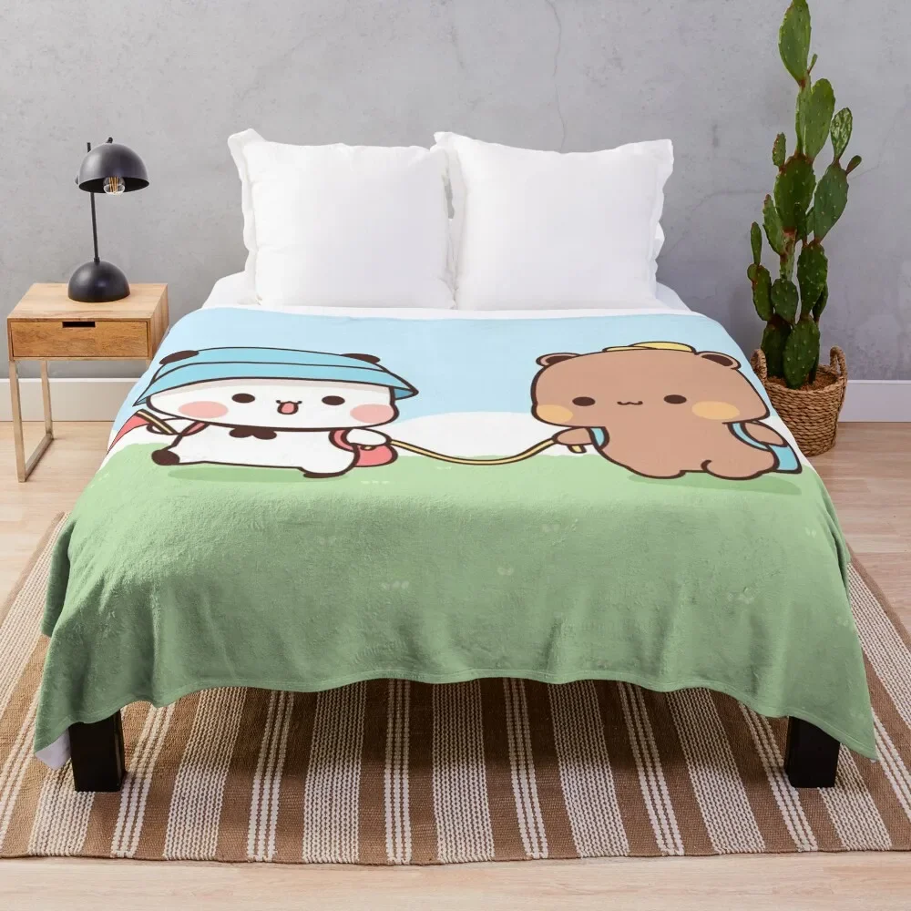 

Panda And Brownie Bear Couple Throw Blanket Luxury decorative Stuffeds Nap Blankets