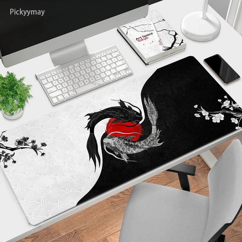 Black And White Mouse Pad Mause Mousepad Large Masuepad YinYang Computer PC Desk Mat Art Office Accessories Table Carpet XXL