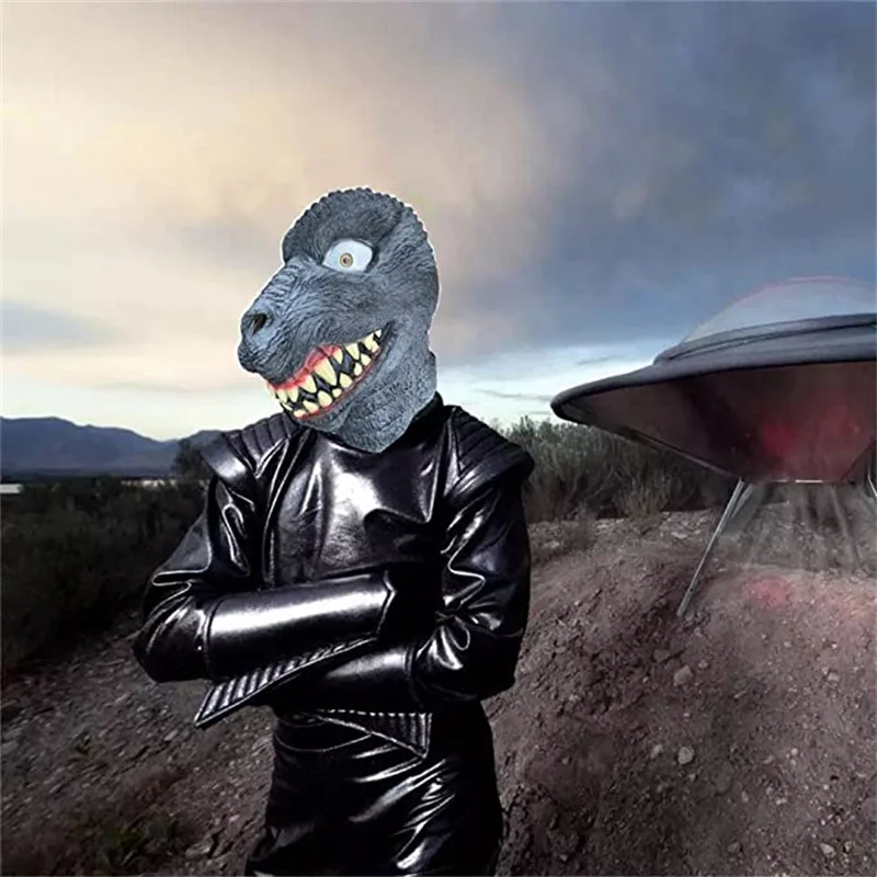 Raptor dinossauro máscara novidades halloween masquerade rave cosplay dino traje horror látex animal cabeça cheia mascara disfarce homem