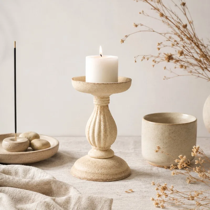 For Nordic style retro Roman column wooden candle holder decorative ornament B & B style photography photo props