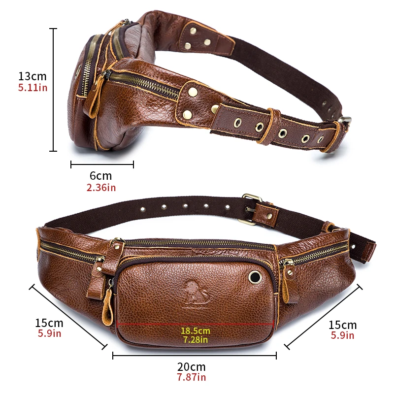 Genuine leather men's waist bag, new casual mini Fanny bag, mobile phone and credit card travel bag, men's waist bag