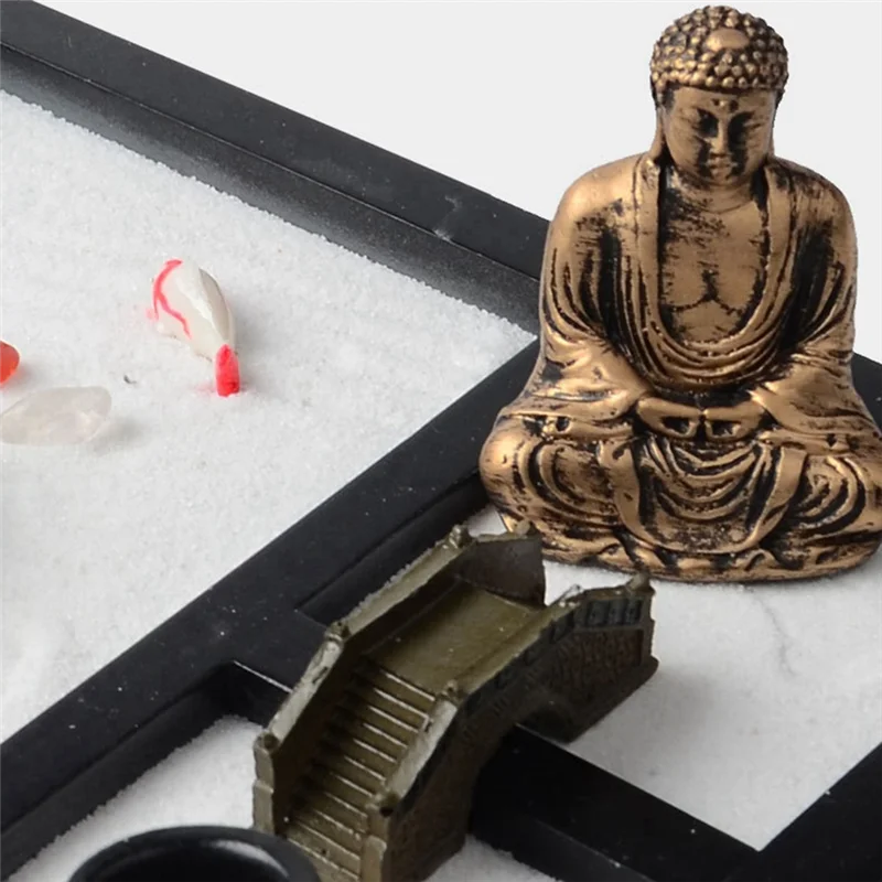 

Оптимальный японский набор Zengarden для стола - расслабляющий набор песочных коробок с аксессуарами для офисного настольного декора и подарок для медитации