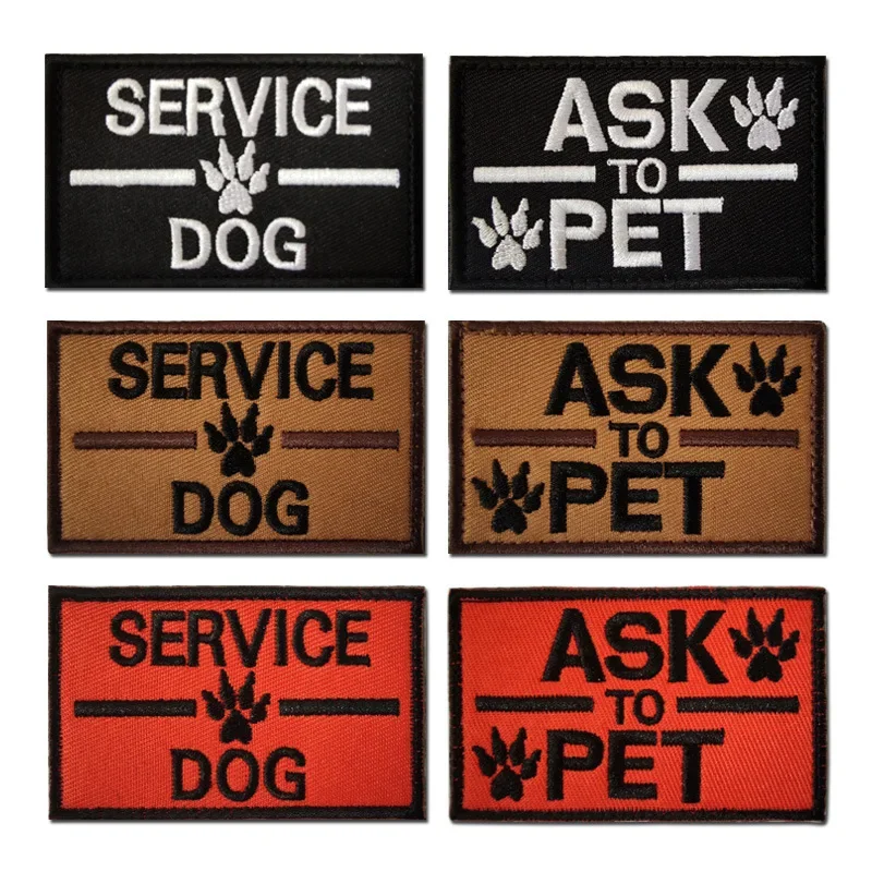 Service Dog in Training Badge Pet Embroidery Patch K9 Dog Paw Cloth Hook and Loop ASK Sticker Set 10 Don'T Pet Me Backpack Badge