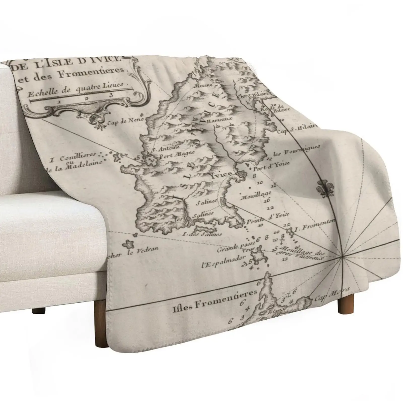 

Vintage Ibiza Spain Map (1764) Throw Blanket Bed covers decorative Stuffeds Blankets