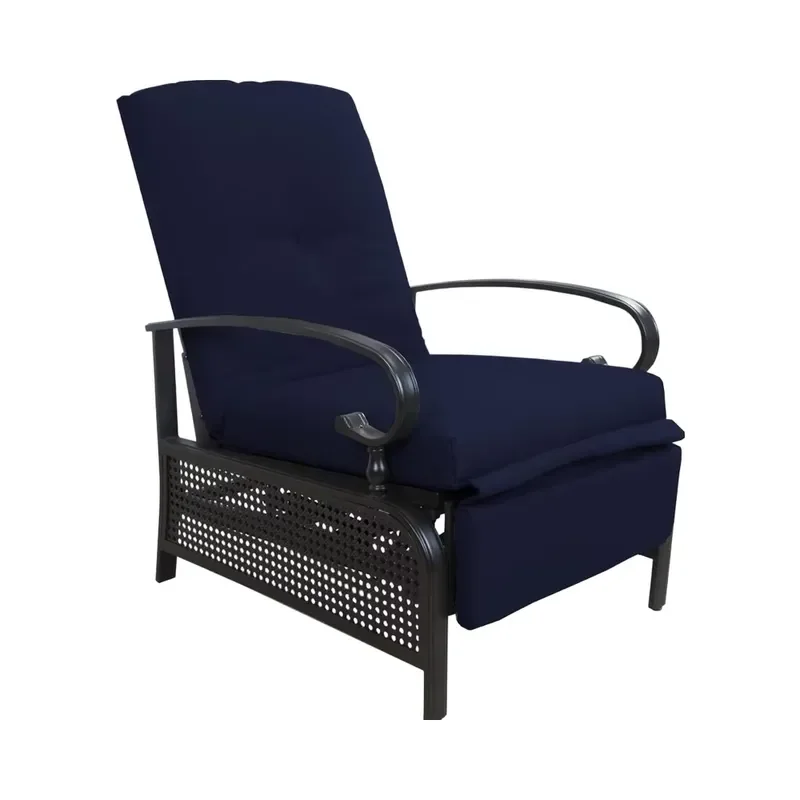 4 Colors Option Outdoor Patio Adjustable Reclining Lounge Chair Comfortable Cushioned Recliner Strong Extendable Metal Frame