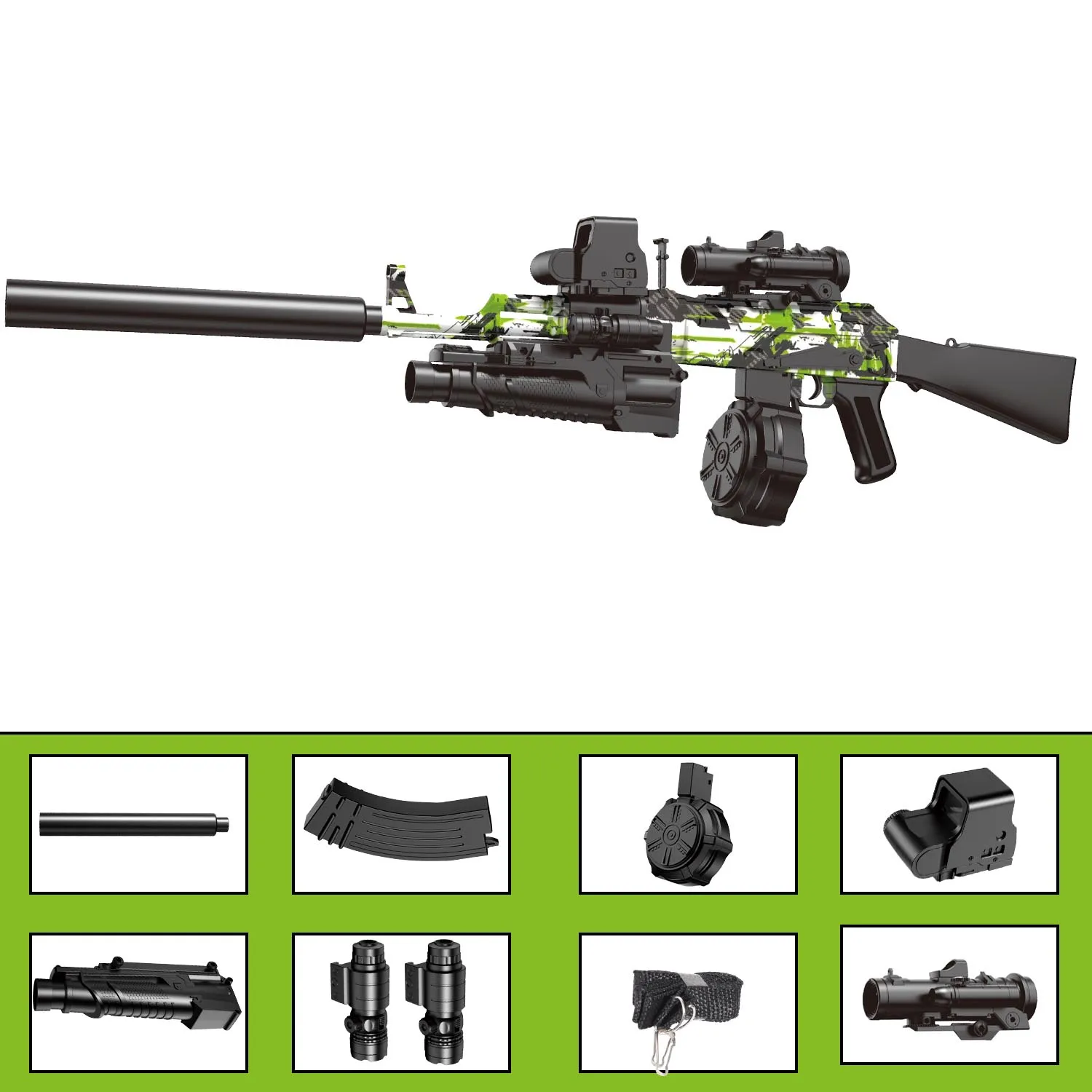 Pistola de gel elétrica AK47! Pistola de brinquedo, brinquedos de bola de respingos automáticos e totalmente automáticos, perfeitos para jogos de tiro ao ar livre sem balas