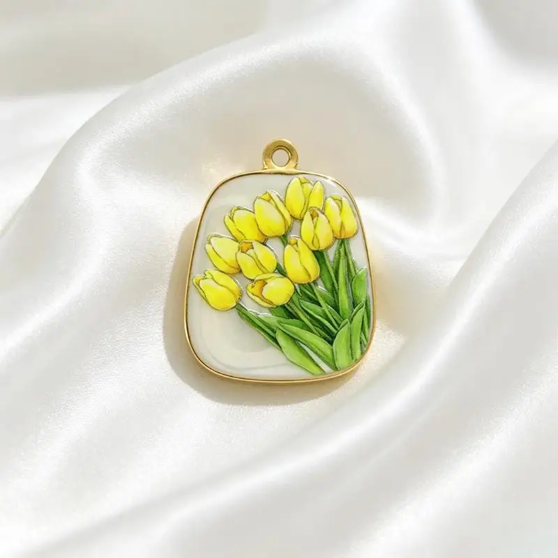 Blumen-Emaille-Anhänger, 5/8 Stück, kleine Größe, für DIY-Arbeiten, zum Basteln von Armbändern, Halsketten, Handybändern und Schmuck. – Detail 8