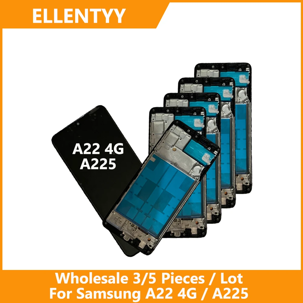 

Оптовая продажа, 3/5 шт./лот, высокое качество для Samsung A22 4G A225, ЖК-дисплей с сенсорным дигитайзером A225F A225M