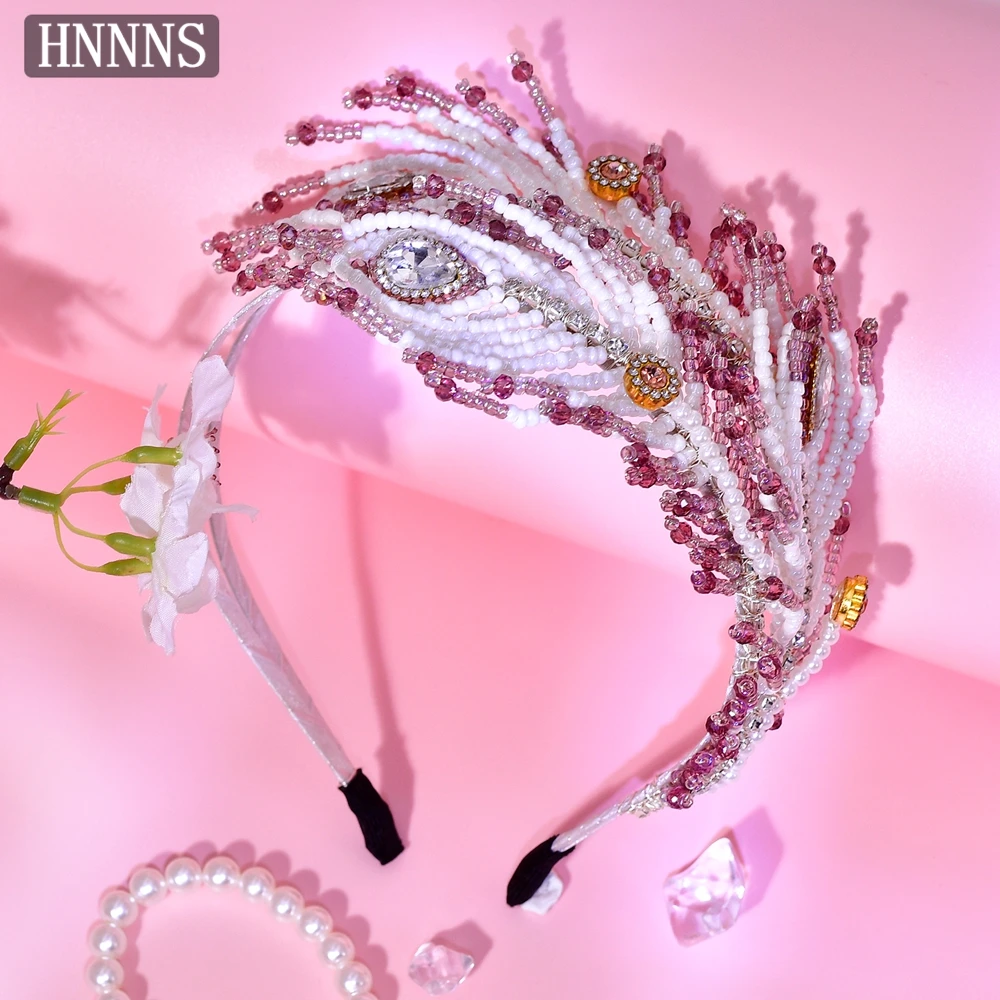 

HNNNS Purple Crystal Feather Headband Beautiful Women Headpiece Unique Elegant Headdress Fashion Gentle Hair Accessories A212