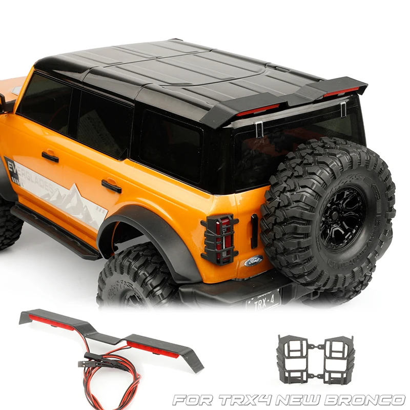 

Roof Spoiler with LED Lights Taillight Cover Protective Cover Wind Wing Modification for 1/10 RC Crawler Car TRX4 New Bronco DIY