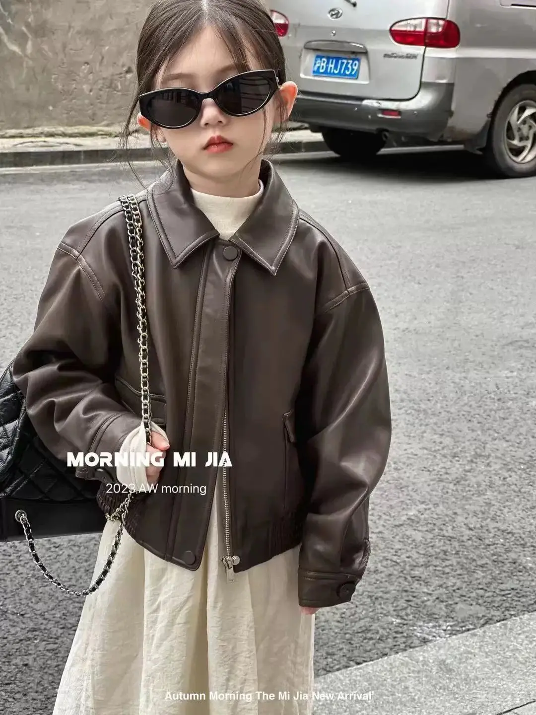 Children's Leather Jacket Spring Autumn New Style Boys Girls New Fashionable Biker Coat Kids Clothing
