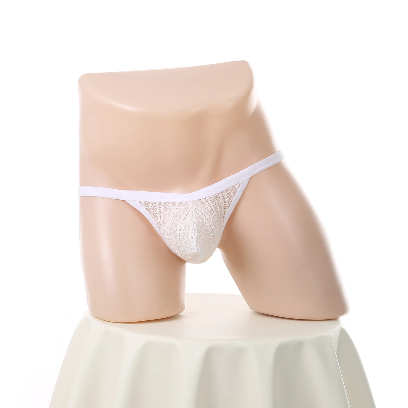 

Men Lace Mesh Thong Sexy Transparent Breathable Low-rise G-String T-back Breathable Underpants Solid color Male Underwear Tanga