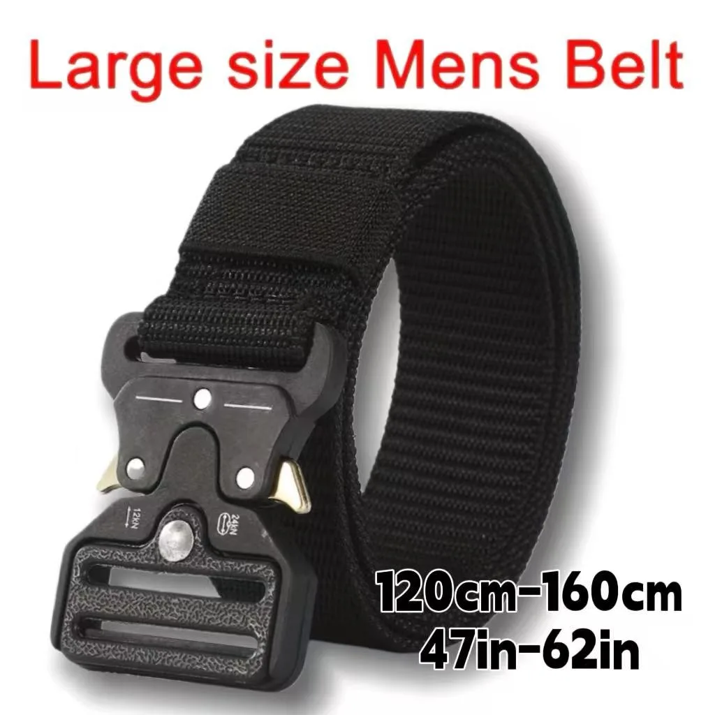 Extra Long Men's Belt 150cm 160cm Big and Tall Heavy Duty Nylon Tactical Belt for Large Men Outdoor Work