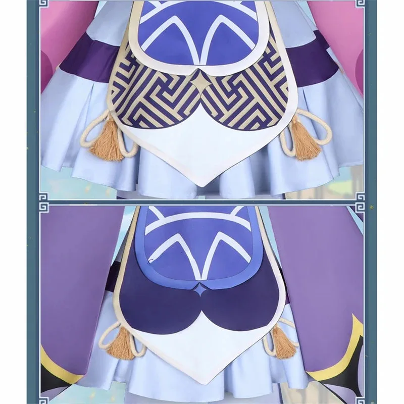 Juego Genshin Impact Project Qiqi Cosplay Zombie Girl Vestido Peluca Zapatos Sombrero Accesorios de anime Disfraz de Navidad de Halloween, 5;d'2.y;
