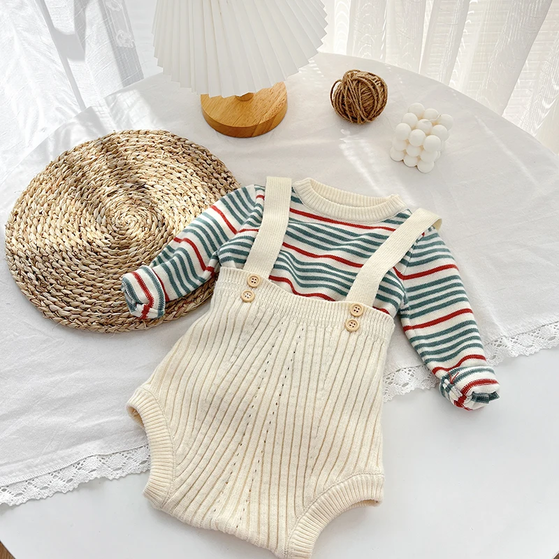 Autumn And Spring Newborn Infant Baby Boys And Girls Knitted Romper Sleeveless Rompers Kids Onepiece Fashion Baby Clothing