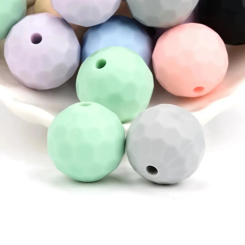 Lofca 40pcs 12/15mm Silicone Beads Polyhedron Bpa Free For Jewelry Making DIY Keychain Necklace Jewelry Accessories